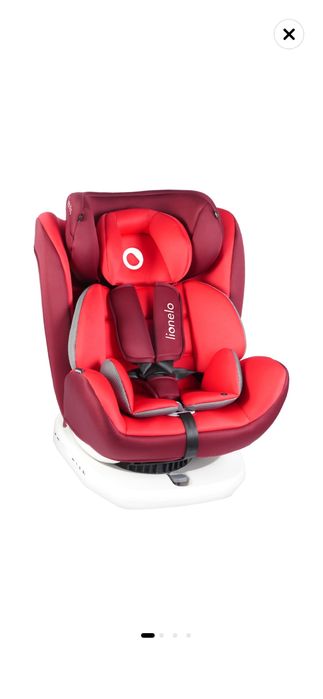 Scaun auto, Lionelo Bastiaan Pozitie de somn, Rotire 360 grade, 0-36 Kg, Cu Isofix si Centura Top Tether, Rosu