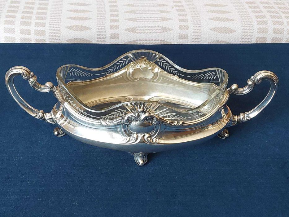 Сребърна жардиера 19век.Сребро 800-кристал