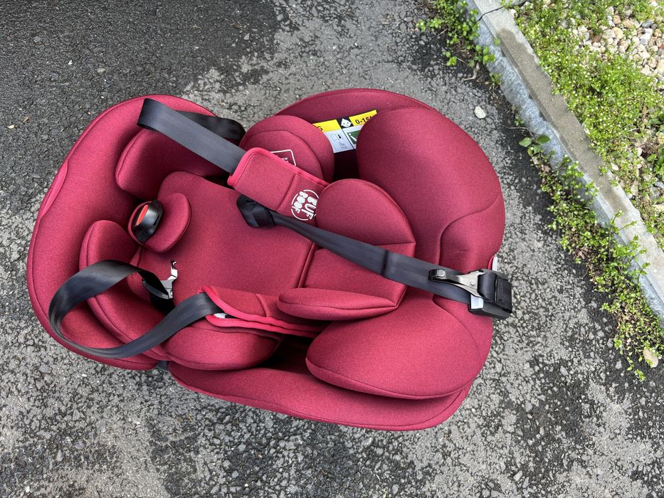 Scaun Auto B-Joy DELUXE BUF BOOF iSIZE Red cu Isofix pozitie somn 155 grade rotativ 360 grade 40-150 cm