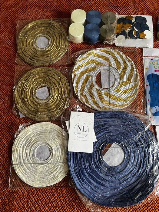 Set decorațiuni petrecere Albastru Marin & Auriu – 22 piese