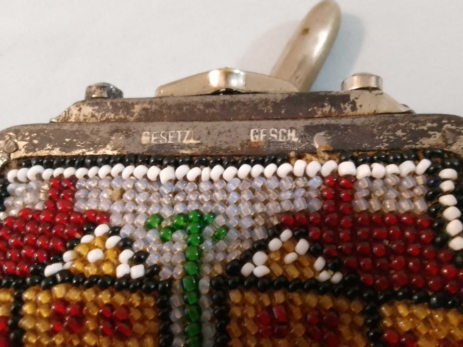 Много рядко Антично османско портмоне ,със куршум  пясъчни мъниста