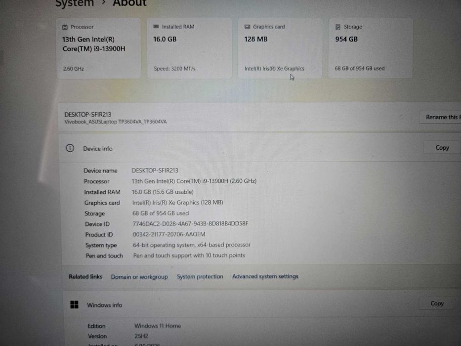 Лаптоп ASUS Vivobook 16 Flip i9-13900H / 16GB / 1TB SSD / Тъчскрийн