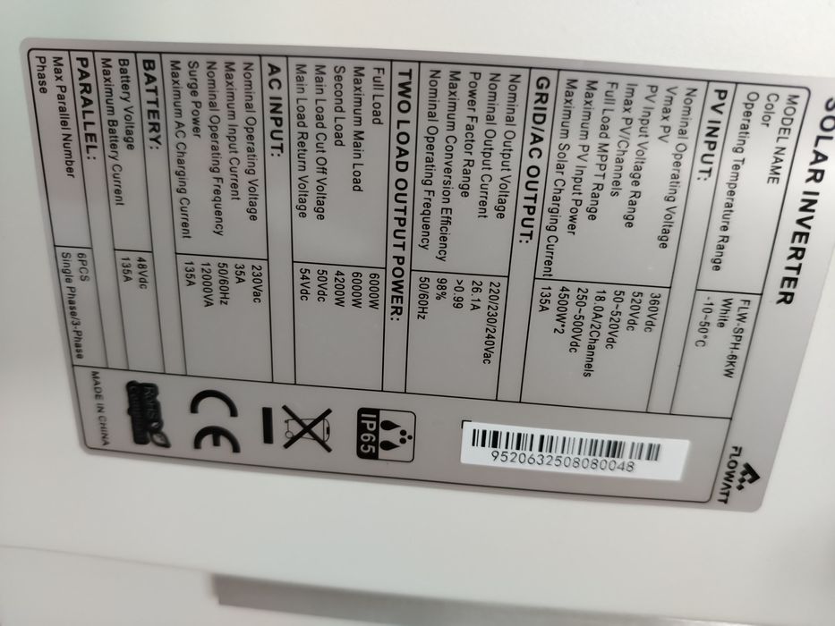 Invertor  solar Sinus pur hibrid  solar 48v