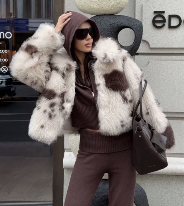 Blana Zara Faux Fur Animal Print Virala nouă