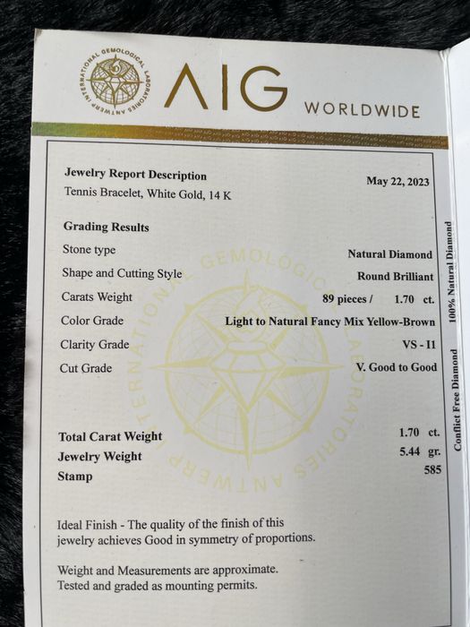 Невероятна тенис гривна от бяло злато и натурални диаманти