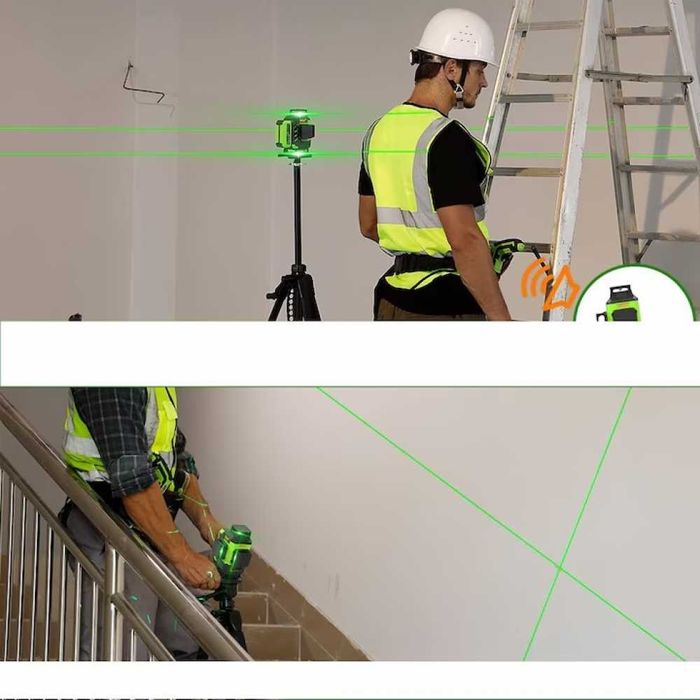4D лазерен нивелир с 16 линии (четири точков) самонивелиращ се, зелен