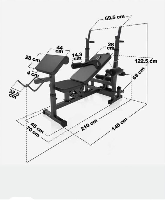 Set banca multifunctionala cu greutati din ciment de 100 kg