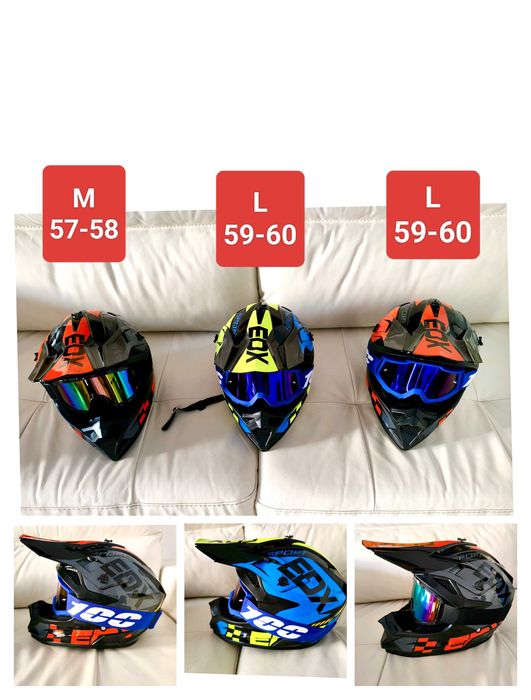 Cască Motocicleta + Ochelari + Cagula L , XL Cască Moto Dirt Bike pentru Bărbați și Femei, Potrivită în Toate Anotimpurile