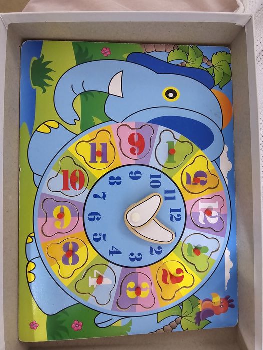 Set lot jucarii puzzle ceas lemn