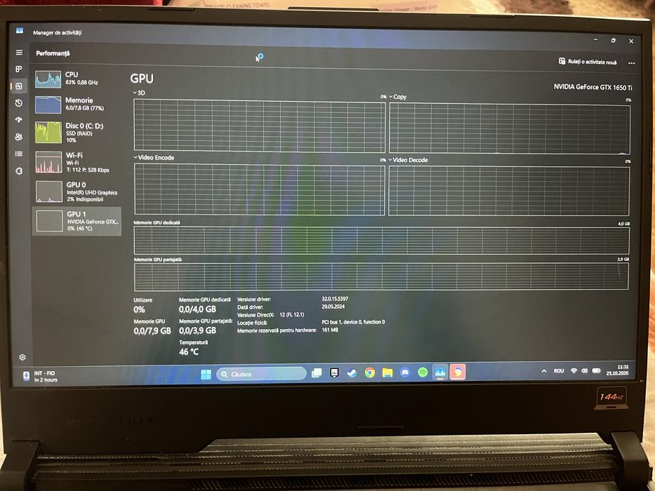 Vând laptop ASUS ROG STRIX G512LI