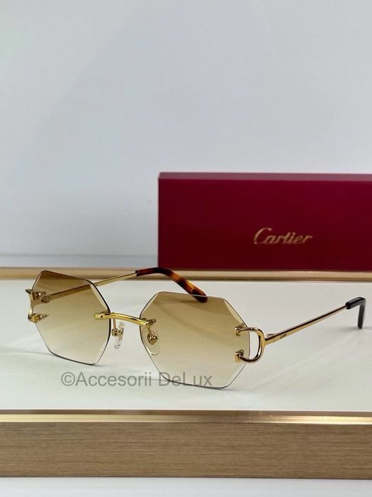 Ochelari de Soare Cartier Premiere  CT0118S Noi Full Box  Gold
