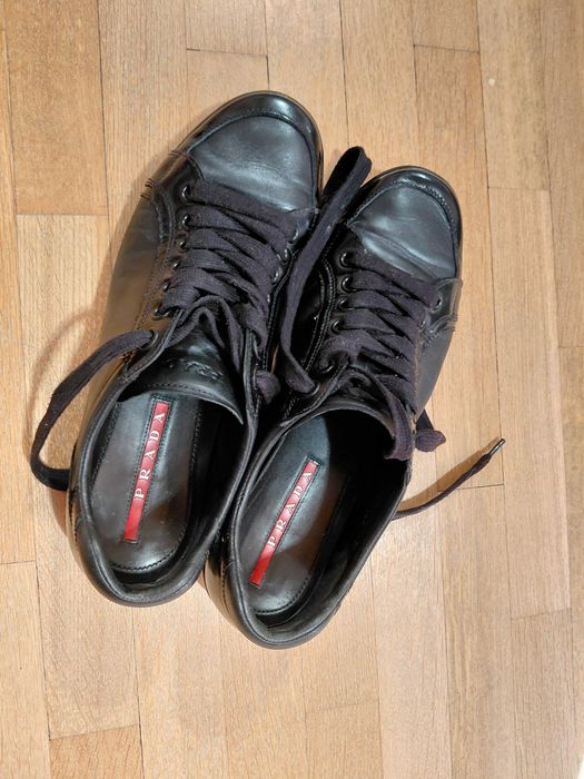 Prada черни кожени мъжки спортни обувки оригинал номер 42