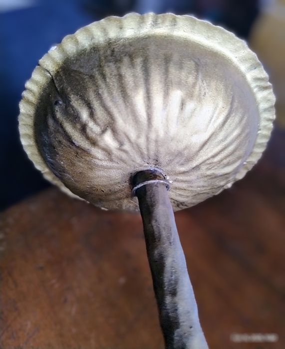 Полилей от ковано желязо, бронзов, с абажури,запазен без заб