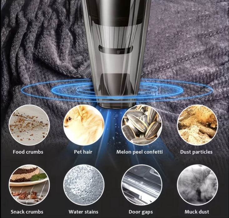 Мощна безжична прахосмукачка за кола + приставки – нова