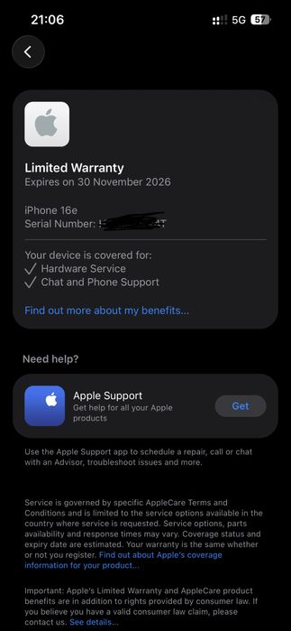 Iphone 16e 128gb на гарантии
