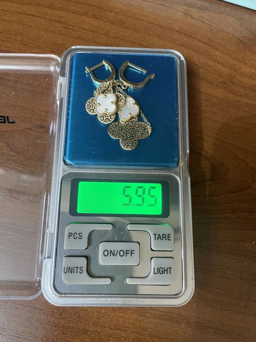 Золотые серьги и кольцо 585 пр