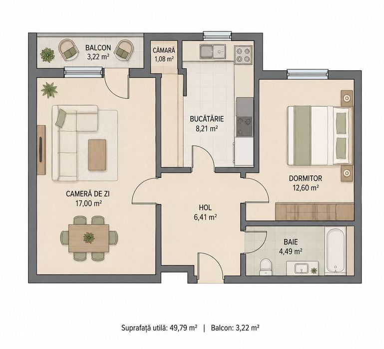 Vand apartament 2 camere Micro — fotografia 3