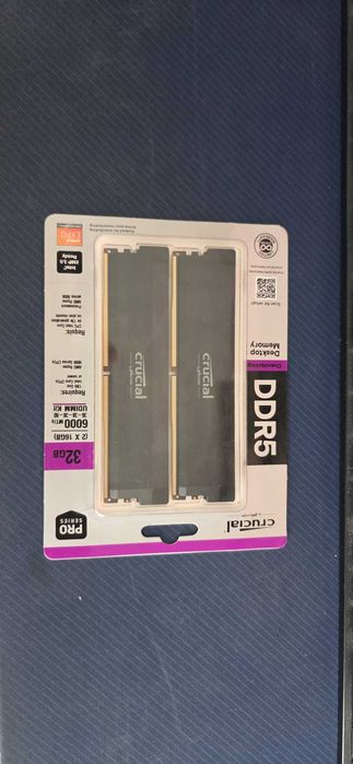 Memorie RAM Crucial Pro DDR5 32GB (2x16GB) 6000MHz, Overclocking Gaming, Negru