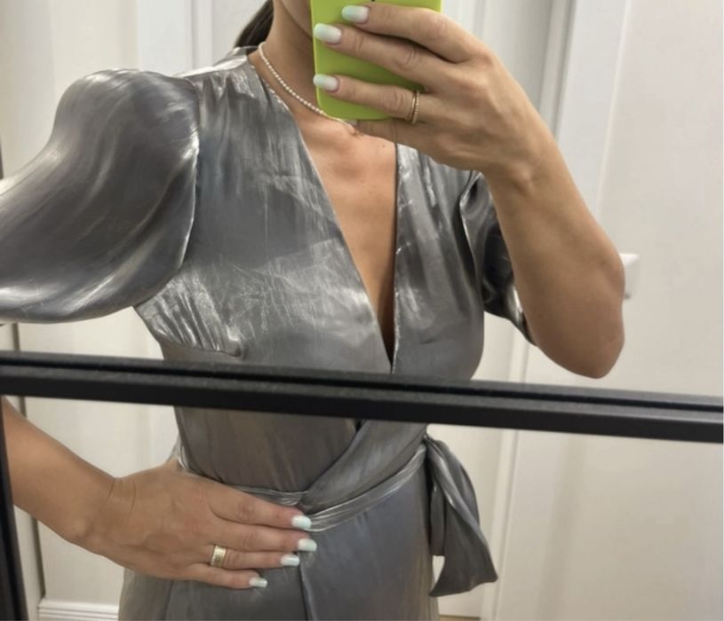 Rochie metalica argintie Zara