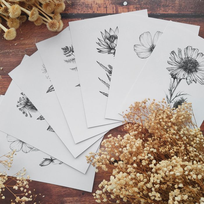 Малки графики на различни видове цветя, рисунки