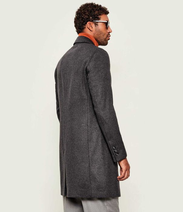 Palton slim 50 L premium CUBUS lana moale respirabila gri inchis