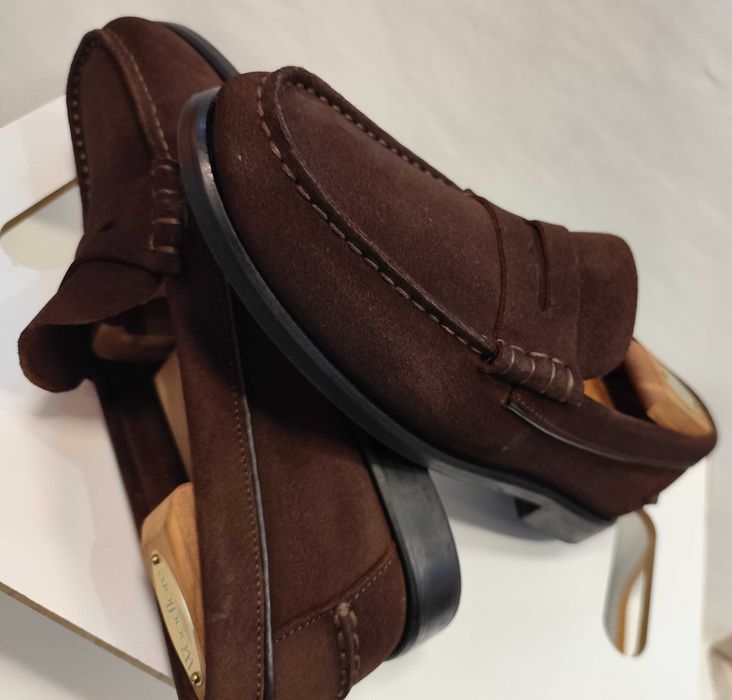 Pantofi loafer penny 41 premiun Tommy Hilfiger piele naturala suede moale maro