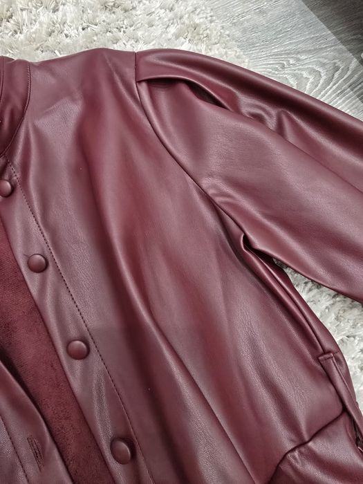 Кожена рокля бордо