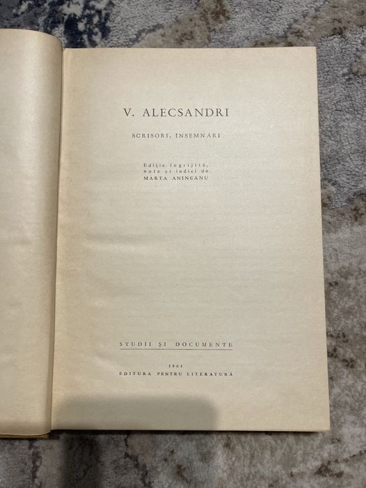 Vasile Alecsandri - Scrisori, însemnări 1964