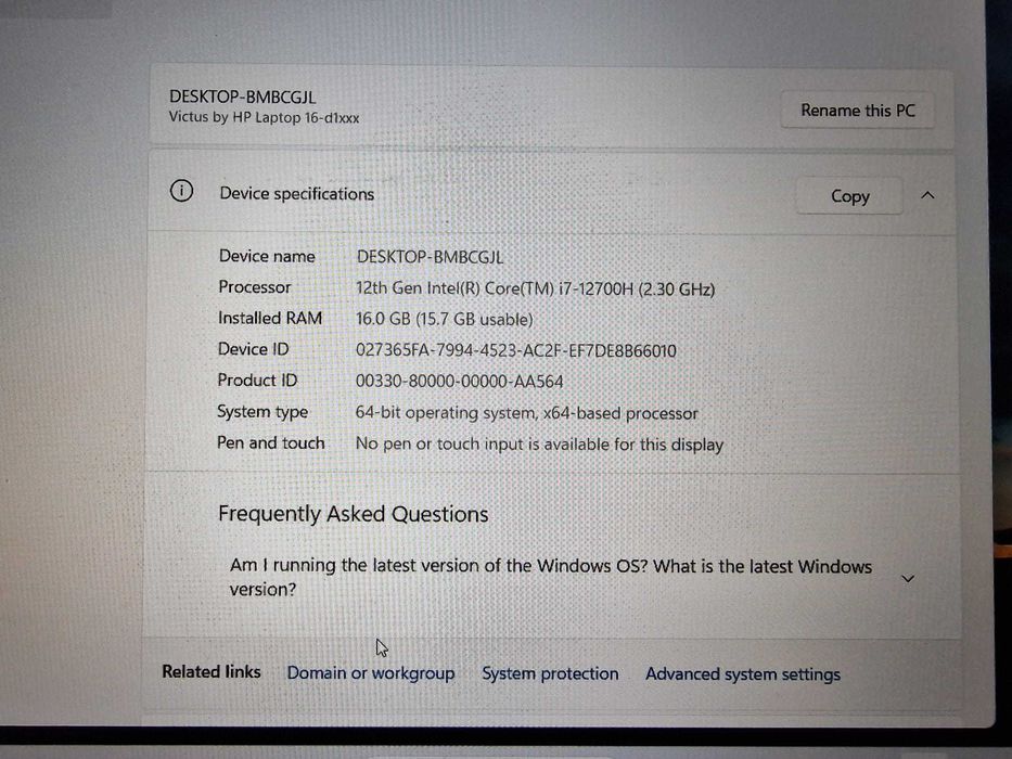 Laptop gaming HP Victus 16 i7-12700h 16GB RTX 3050 TI