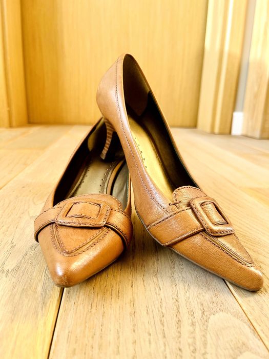 Кафяви кожени обувки Кларкс/ Brown Clarks Leather Court Shoes No 38.5