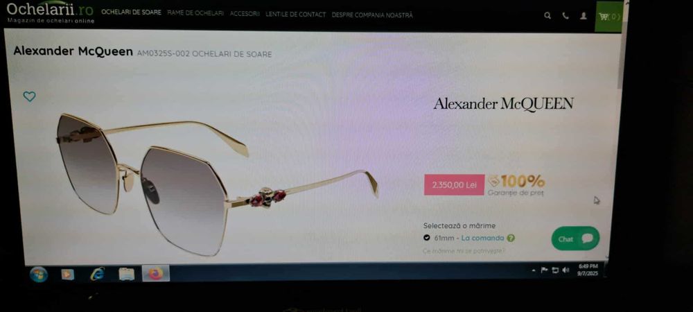 Ochelarii soare Dama Alexander McQueen Made in Italy Produs nou