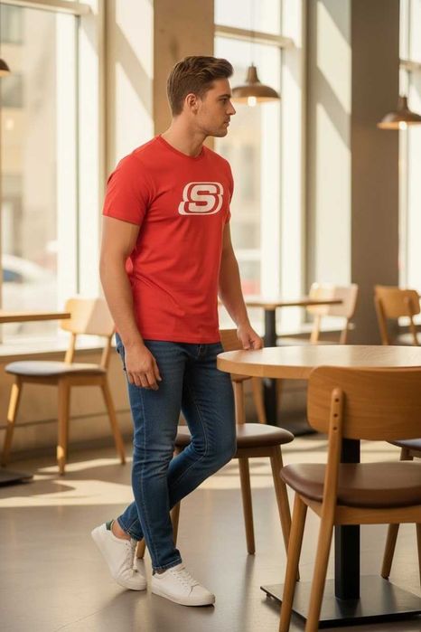 Мъжка тениска, SKECHERS, Червена