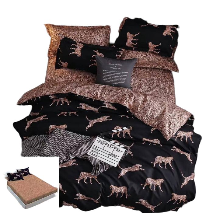 Lenjerie Pat Feeding Px059, Bumbac, 4 Piese, Cu Elastic, Maro, Negru