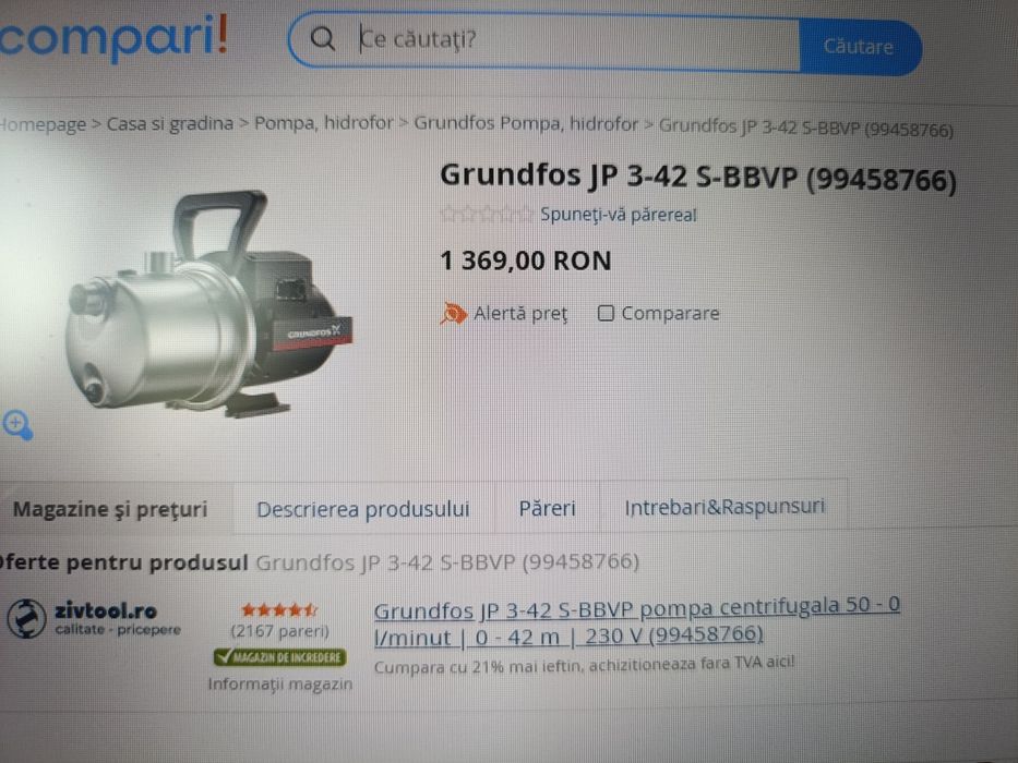 Pompa apa Grunfos jp3-42 ,3 mc/h, h max 42 m