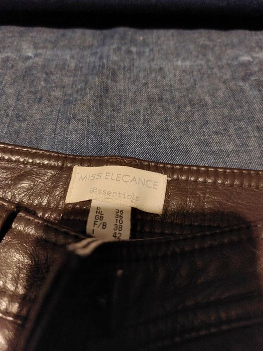 Pantaloni din piele si satin, maro, potriviti pt marimea M