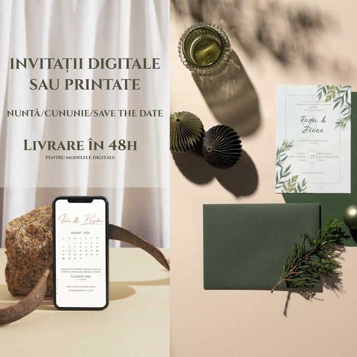 Invitații digitale 40 lei - nuntă, cununie, save the date