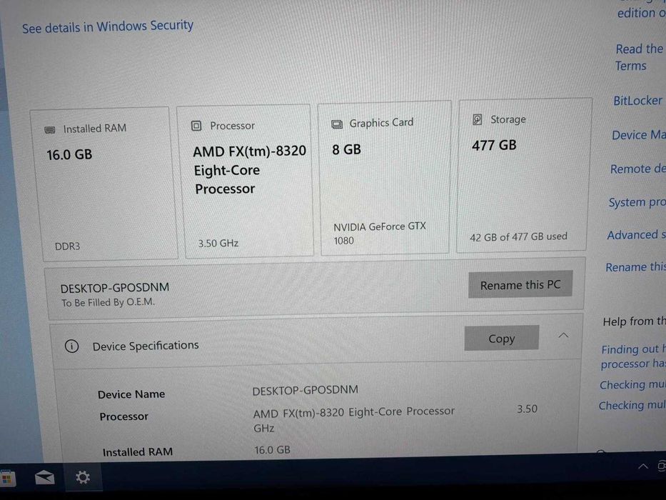 Vand PC AMD FX X8 16G ram  8 G video