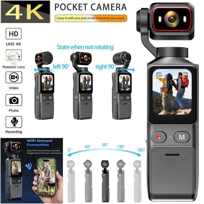 4K WIFI Екшън камера Thumb Sport DV Преносим жироскоп Стабилизация на изображението L19