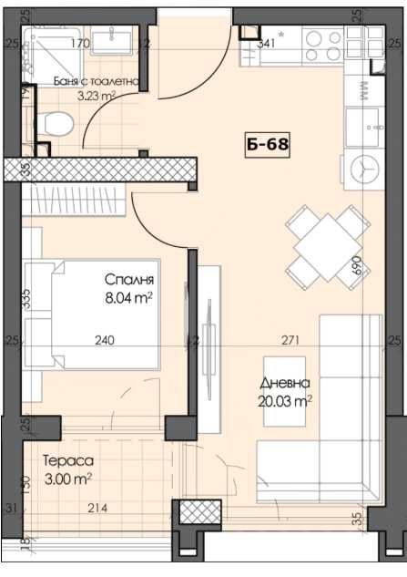 ТОП ЦЕНА! Двустаен апартамент кв. Гагарин