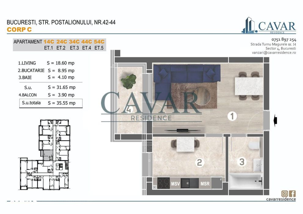Garsoniera Cavar Residence Proiect Finalizat