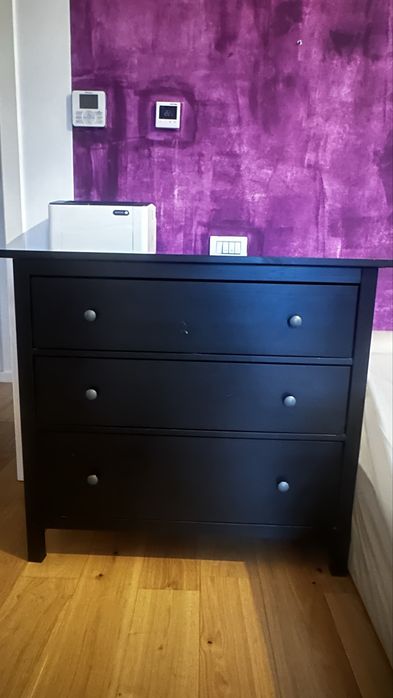 Comodă 3 sertare, vopsit negru 108x96x50 cm IKEA