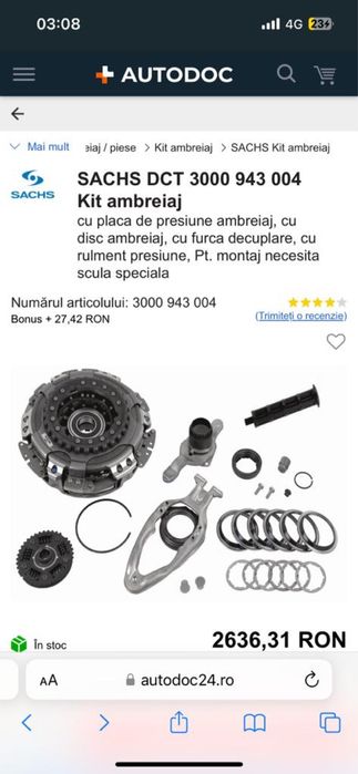 Kit Ambreaj SACHS DCT 3000 943 004 plus Volanta
