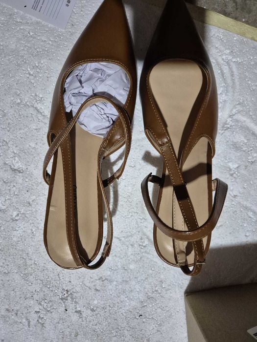 Pantofi Dama C.Paravano Slingback - Toc Mic Kitten Heel - Maro 38.5