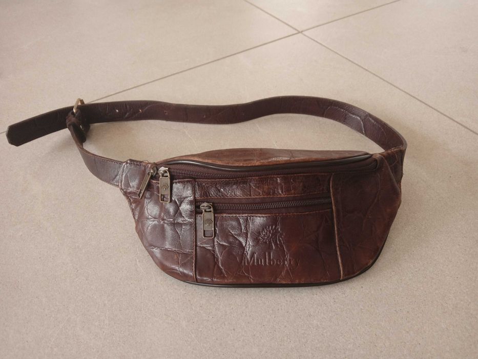 Mulberry кожена чанта за кръстa винтидж кафява