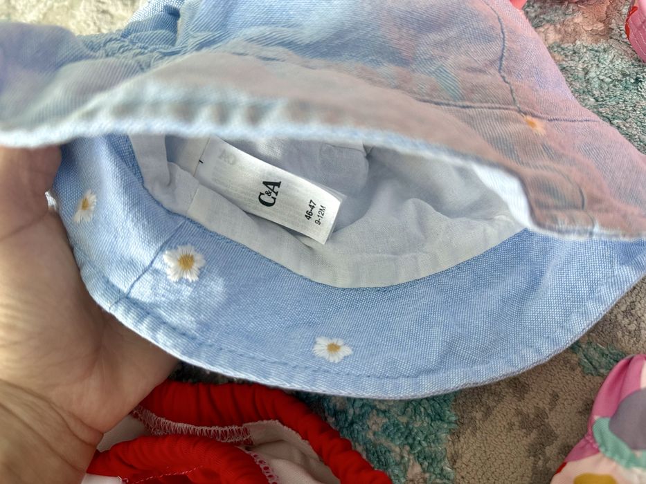 set de costum de baie fetite si palarii 9-18 luni