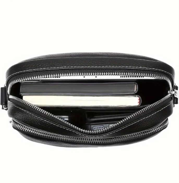 Италианска мъжка кожена чанта с две модерни визий /Черна естест. кожа!