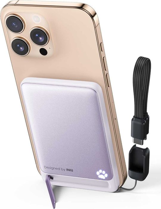 INIU магнитна външна батерия, ултра тънка Qi2 сертифицирана, 5000mAh