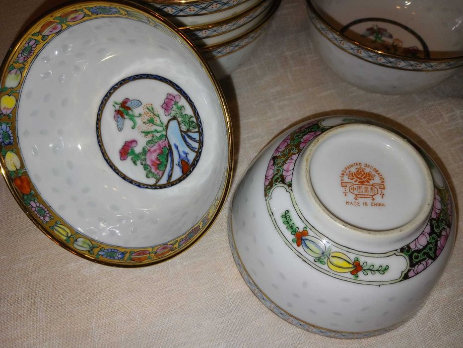 Boluri porțelan chinezesc lucrate manual, 12 buc.