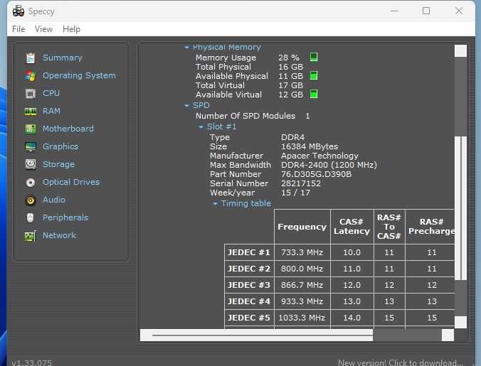 Ram 16Gb DDR4 2400 Apacer sodimm