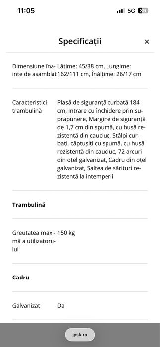 trambulina mare de vanzare